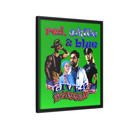 rw&b lives matter - framed canvas art (logo green)