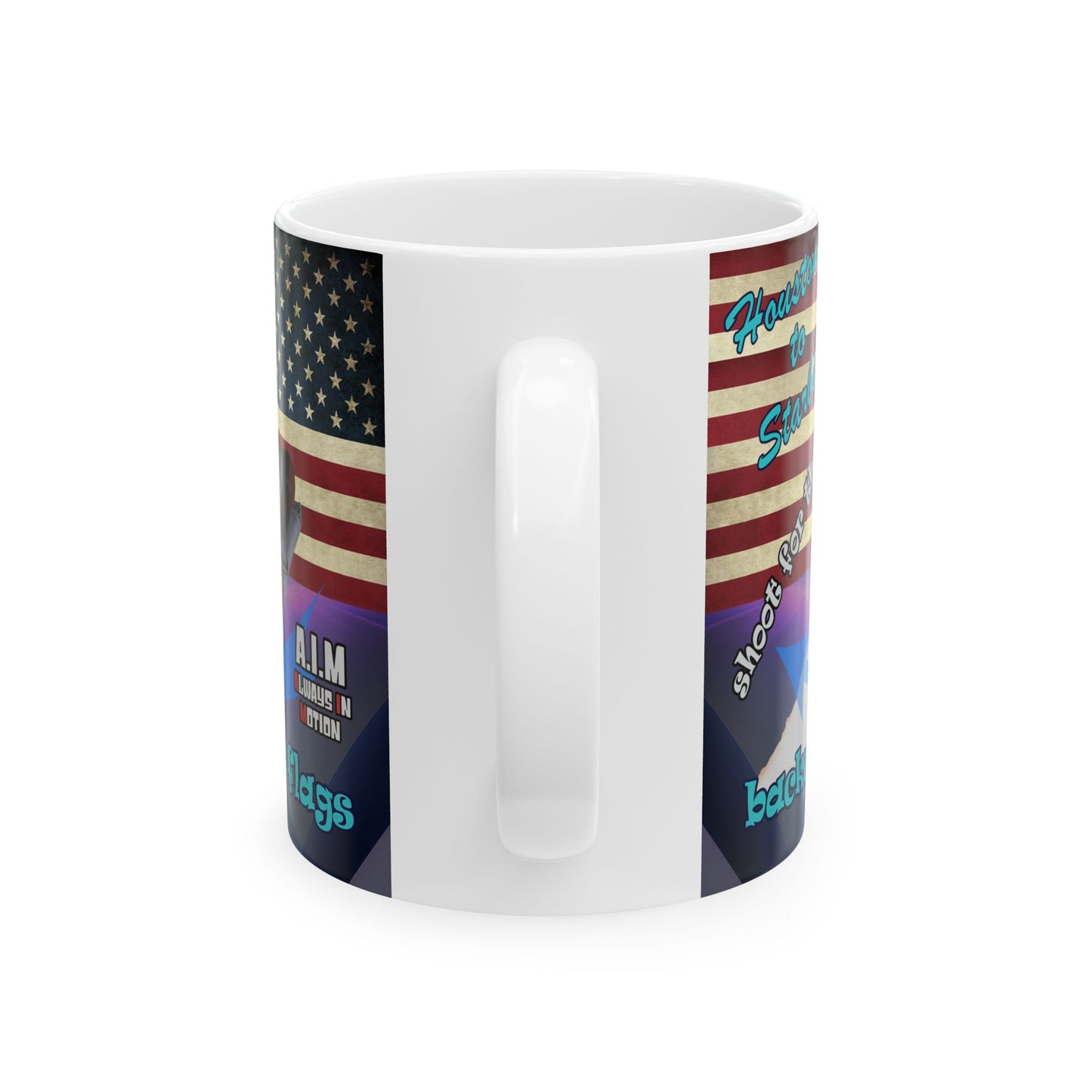 shoot for the stars - White Mug (grey-pink wave)