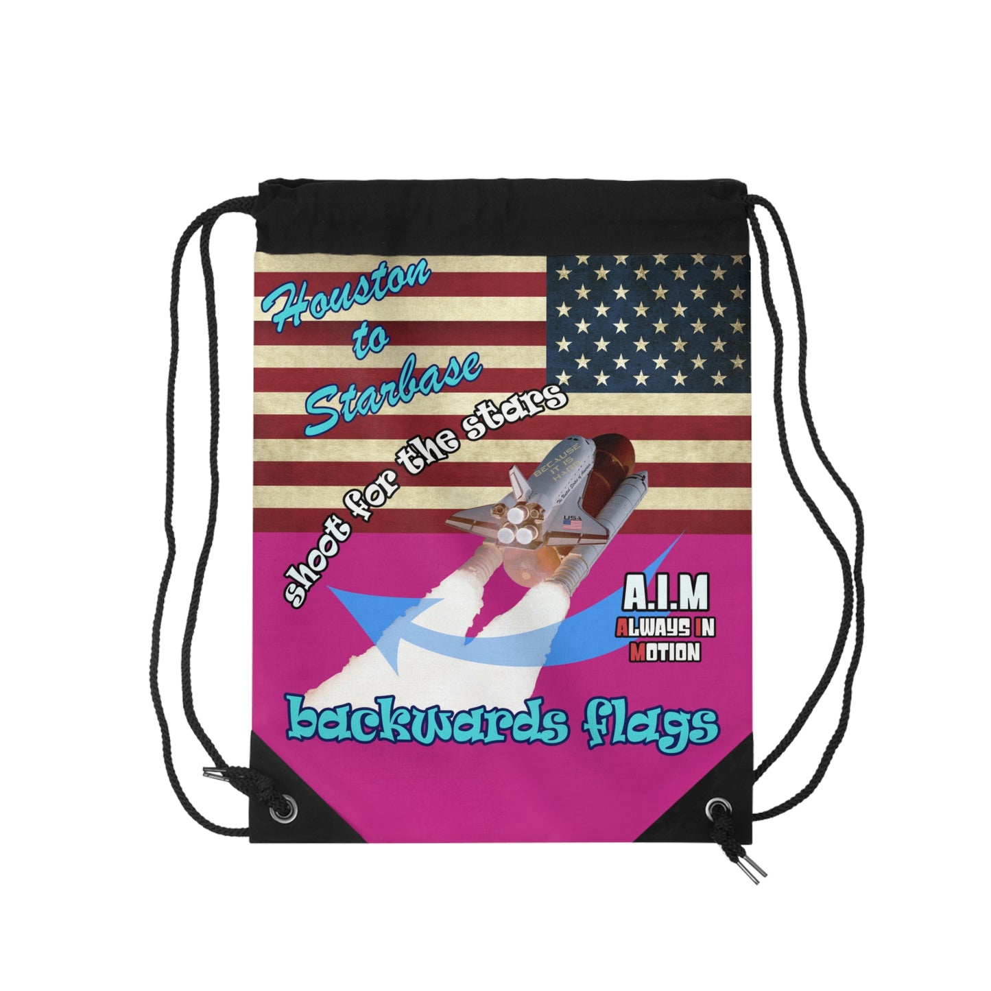 shoot for the stars - Drawstring Bag (pink)