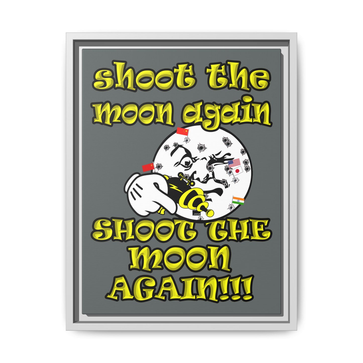 shoot the moon again - framed canvas art (dark grey)