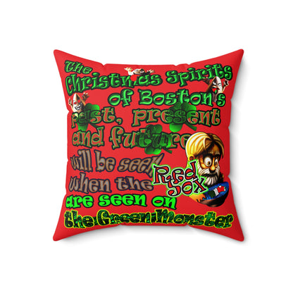 christmas spirits of boston - Faux Suede Square Pillow - (red)