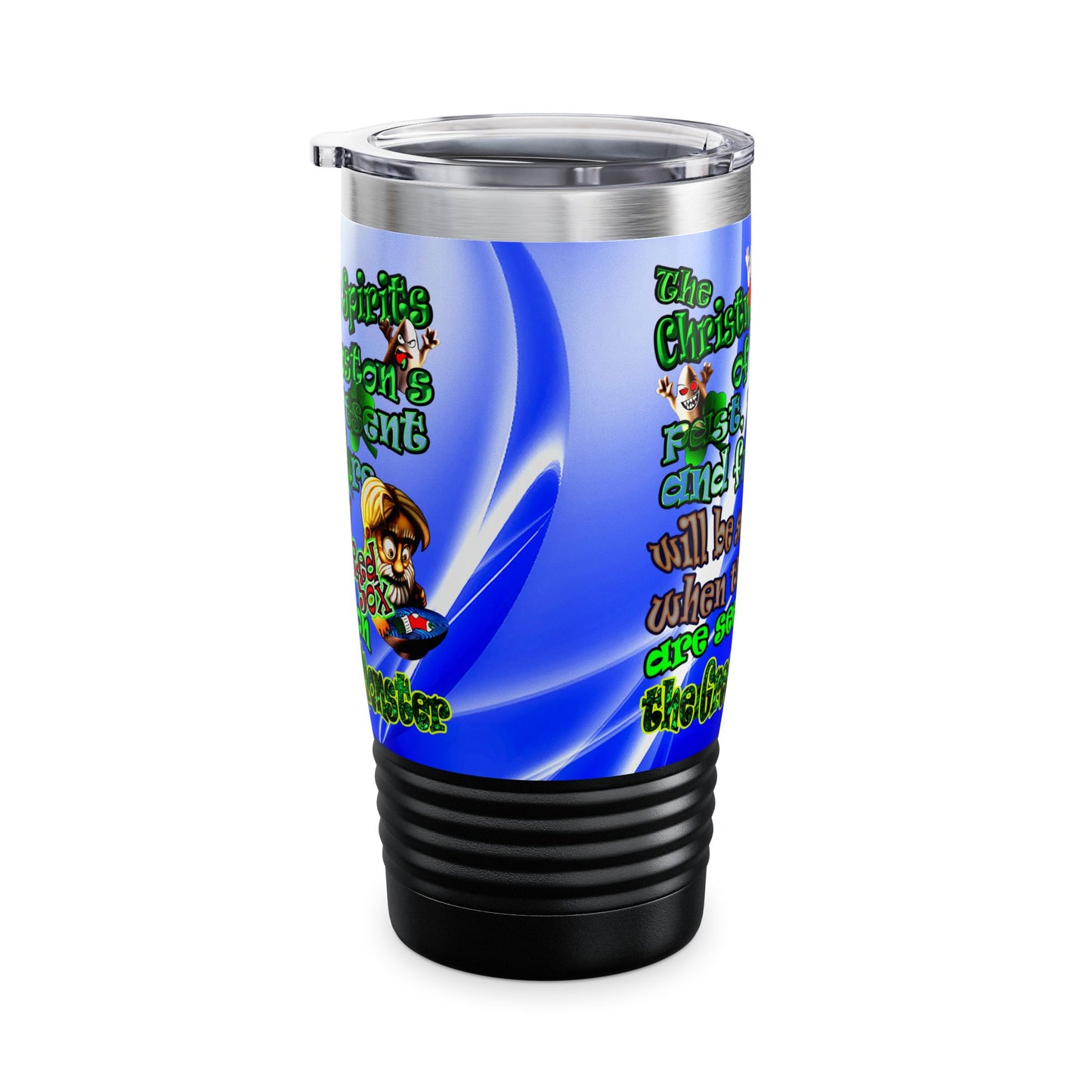 christmas spirits of boston - Ringneck Tumbler, 20oz (blue-white wave)