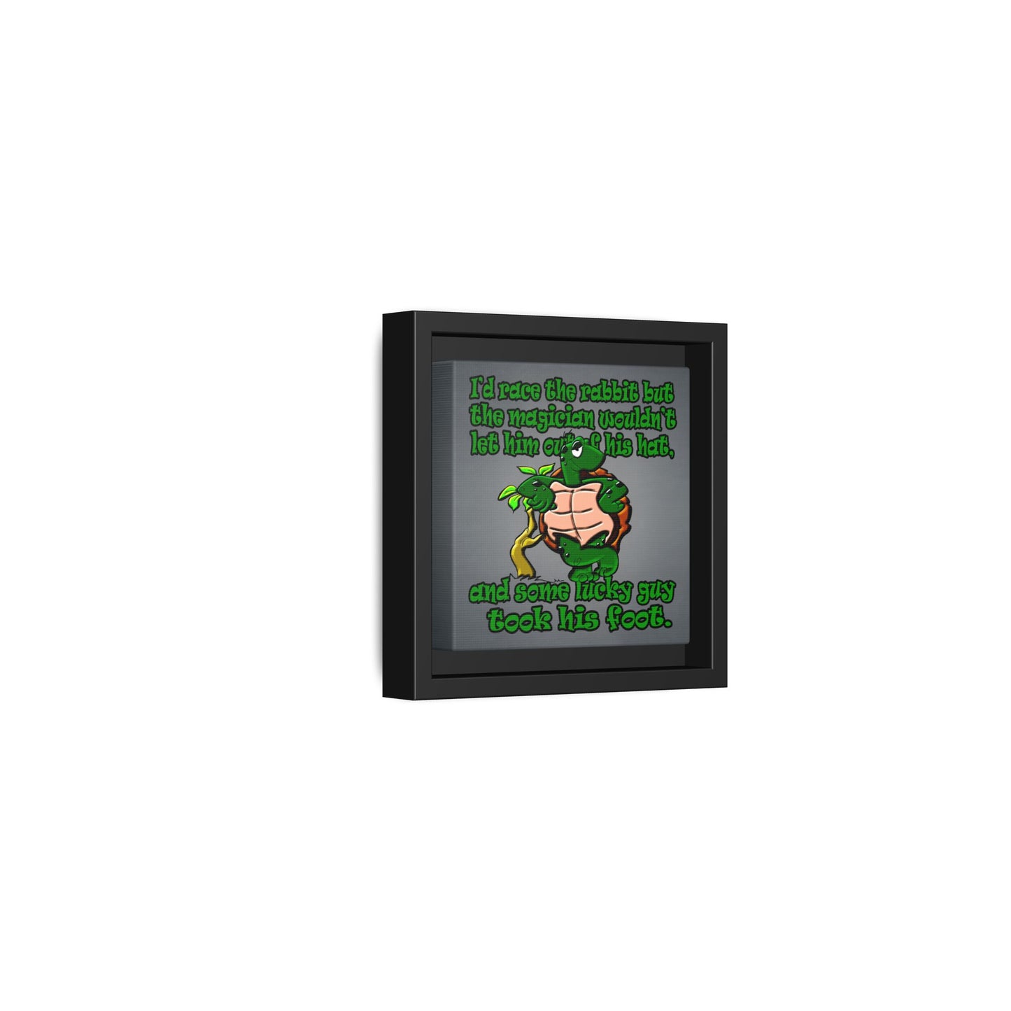 turtle race - framed canvas art (grey-light grey)