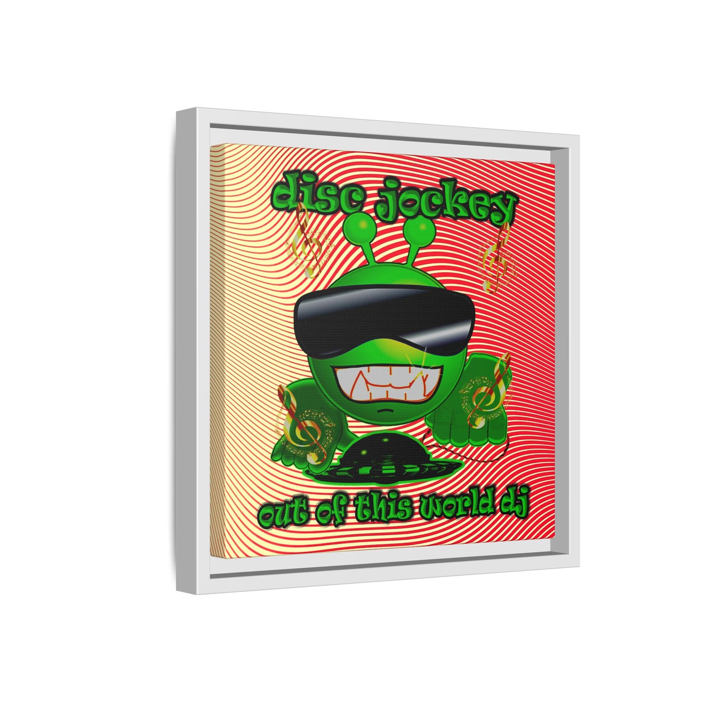 disc jockey - framed canvas art (yellow-orange wave)