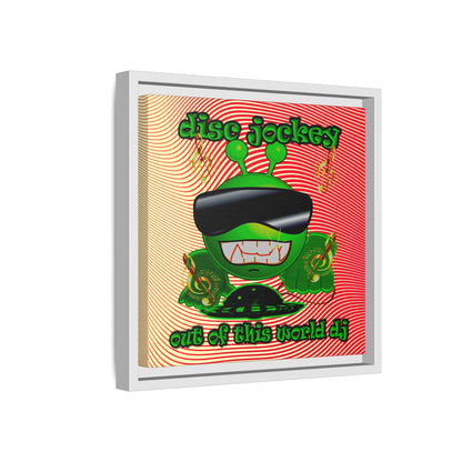 disc jockey - framed canvas art (yellow-orange wave)