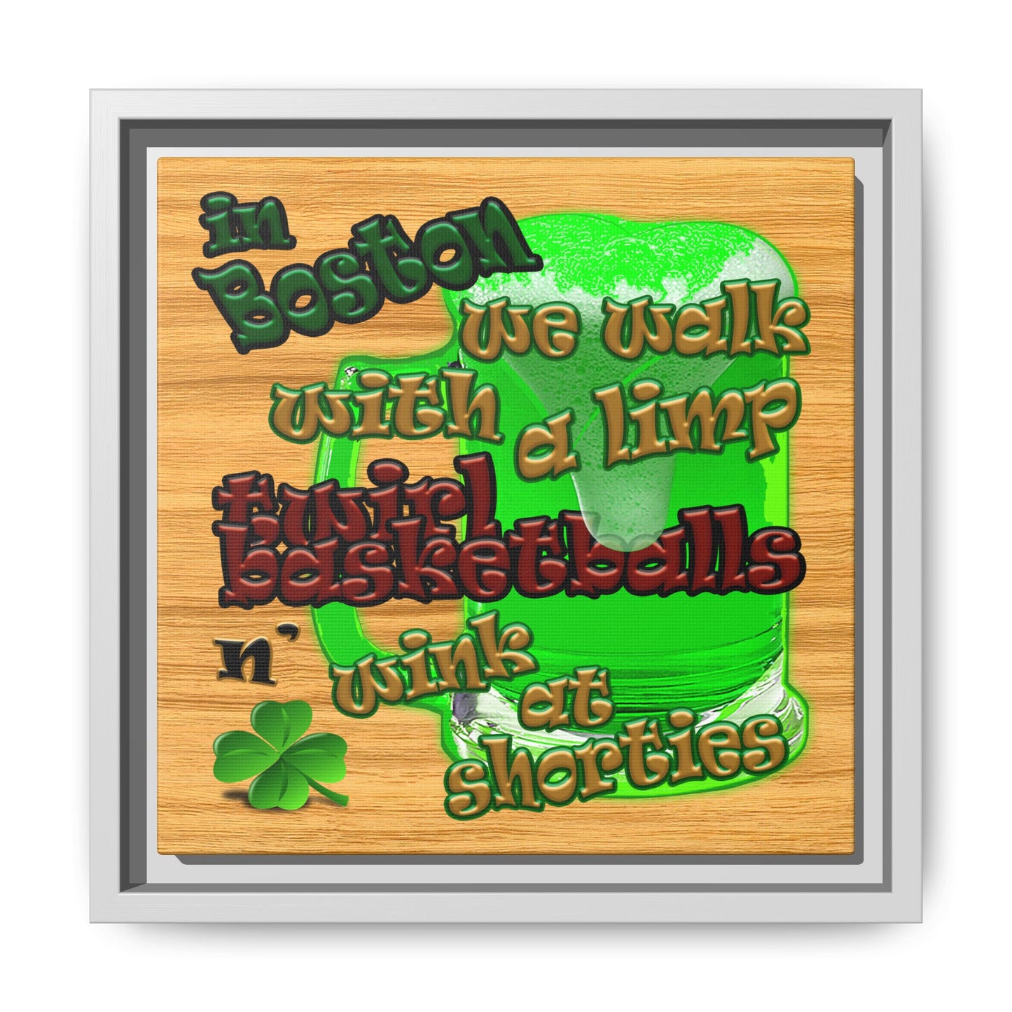 celtics logo - framed canvas art (butterscotch wood finish)