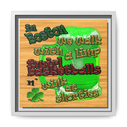 celtics logo - framed canvas art (butterscotch wood finish)