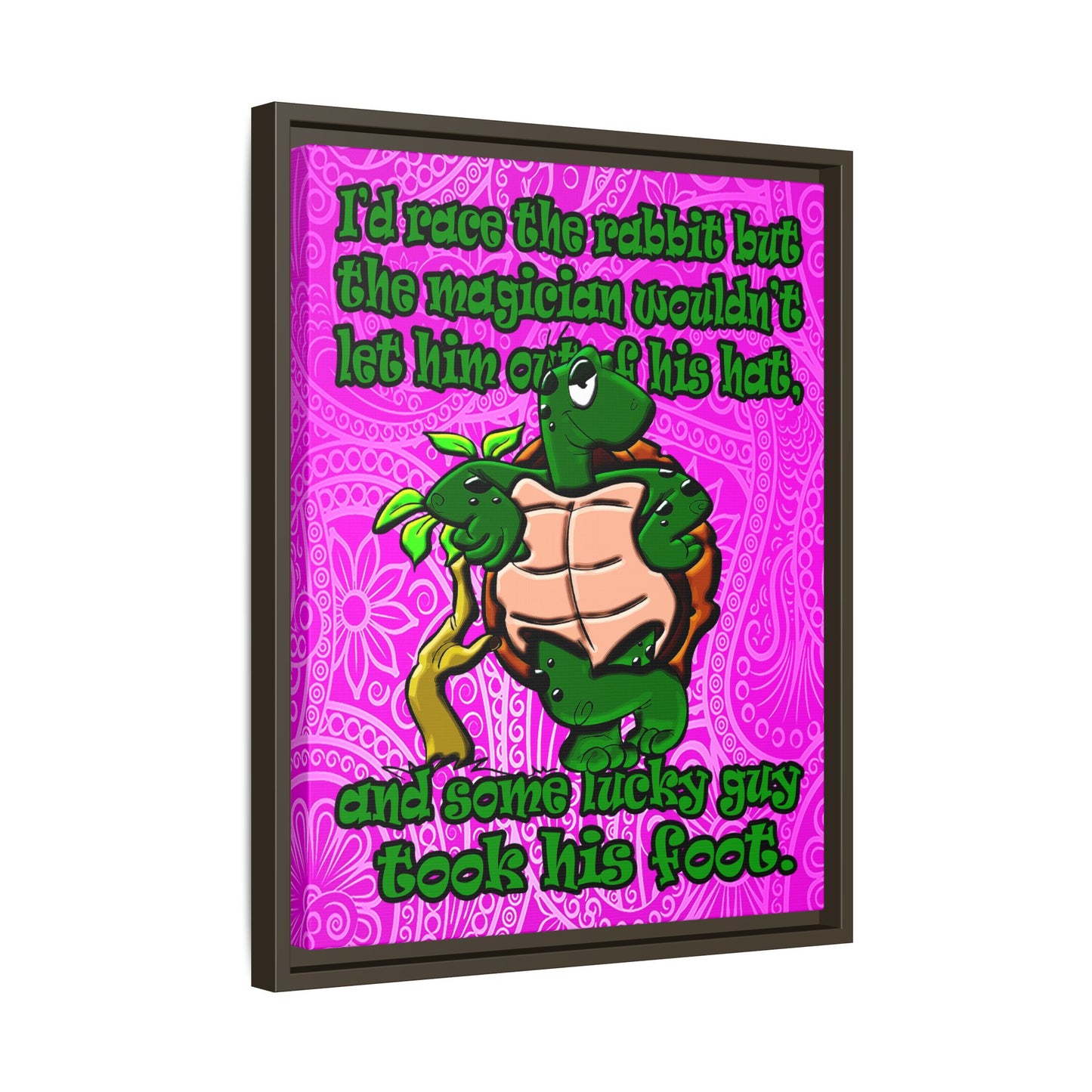 turtle race - framed canvas art (pink swirl)