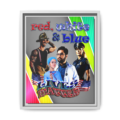 rw&b lives matter - framed canvas art (rainbow split)