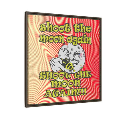 shoot the moon again - framed canvas art (yellow-orange wave)