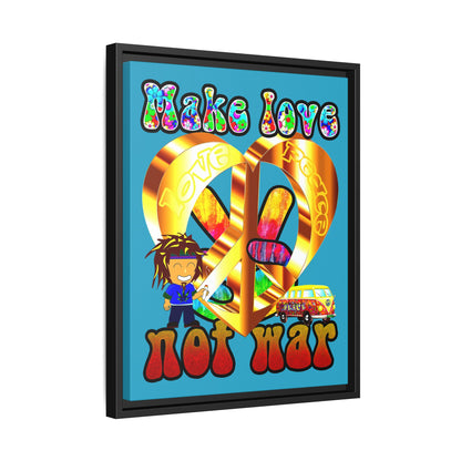 love peace - framed canvas art (turquoise)