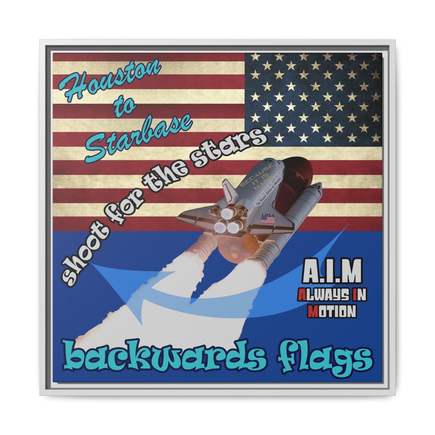 shoot for the stars - framed canvas art (dark blue)