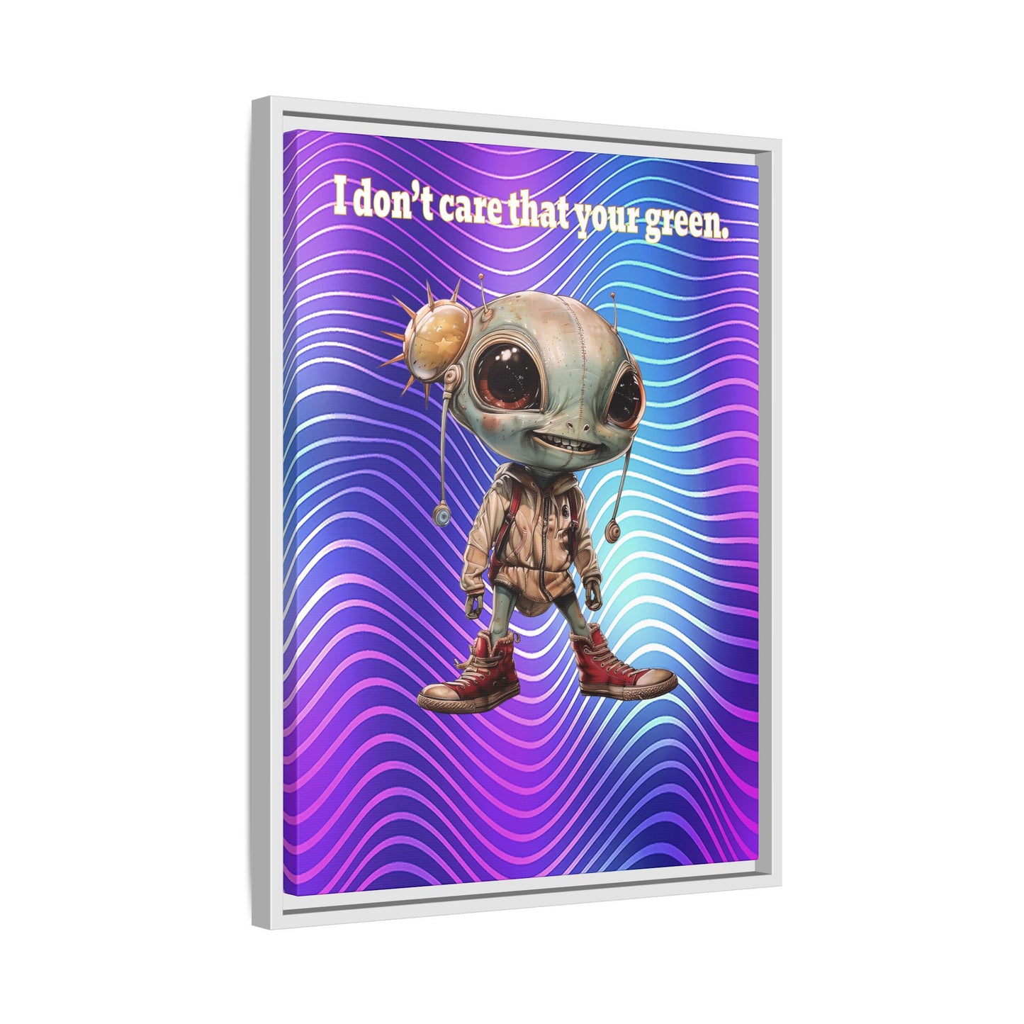 I don't care that your green - framed canvas art (purple wave)