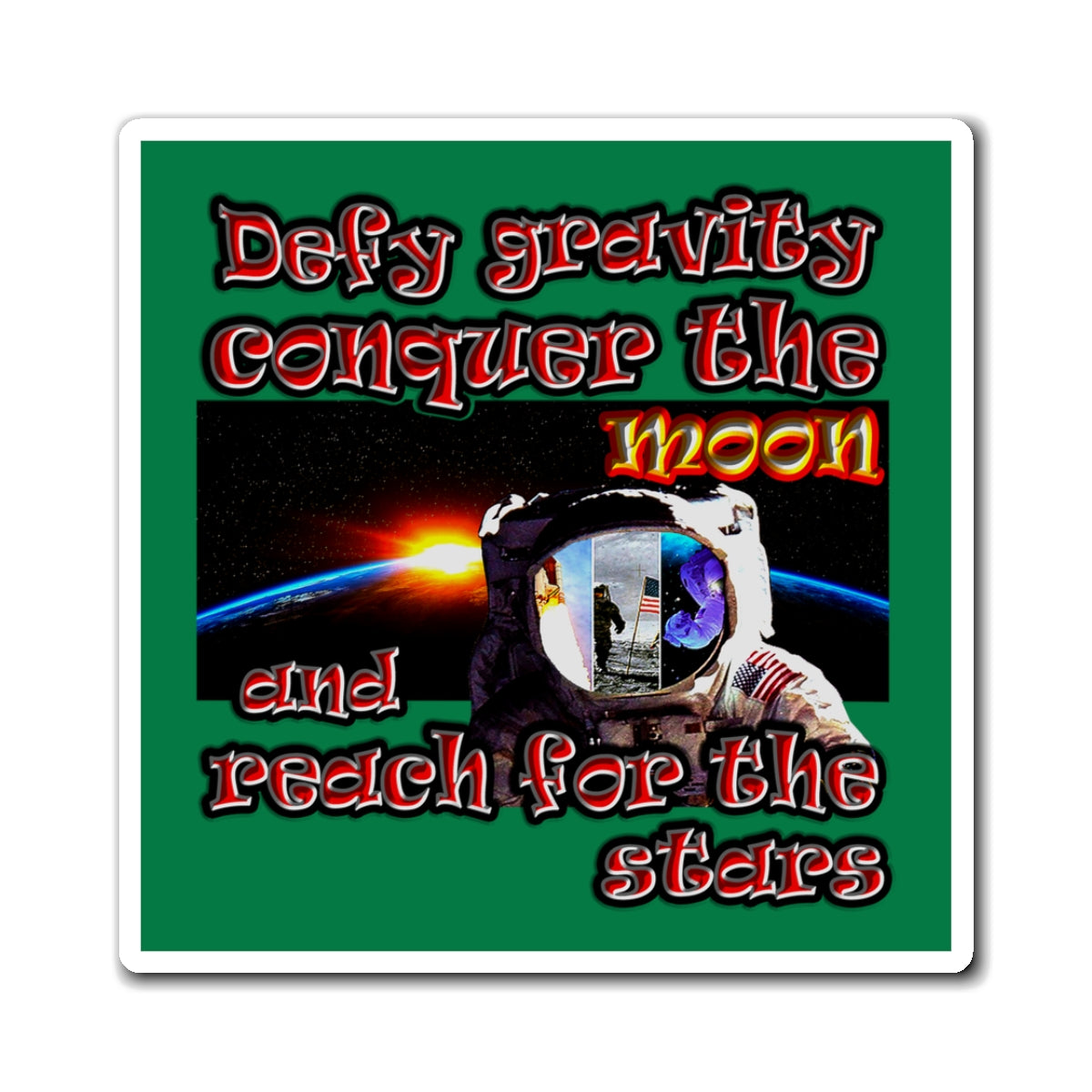 defy conquer reach - Magnets - (dark green)