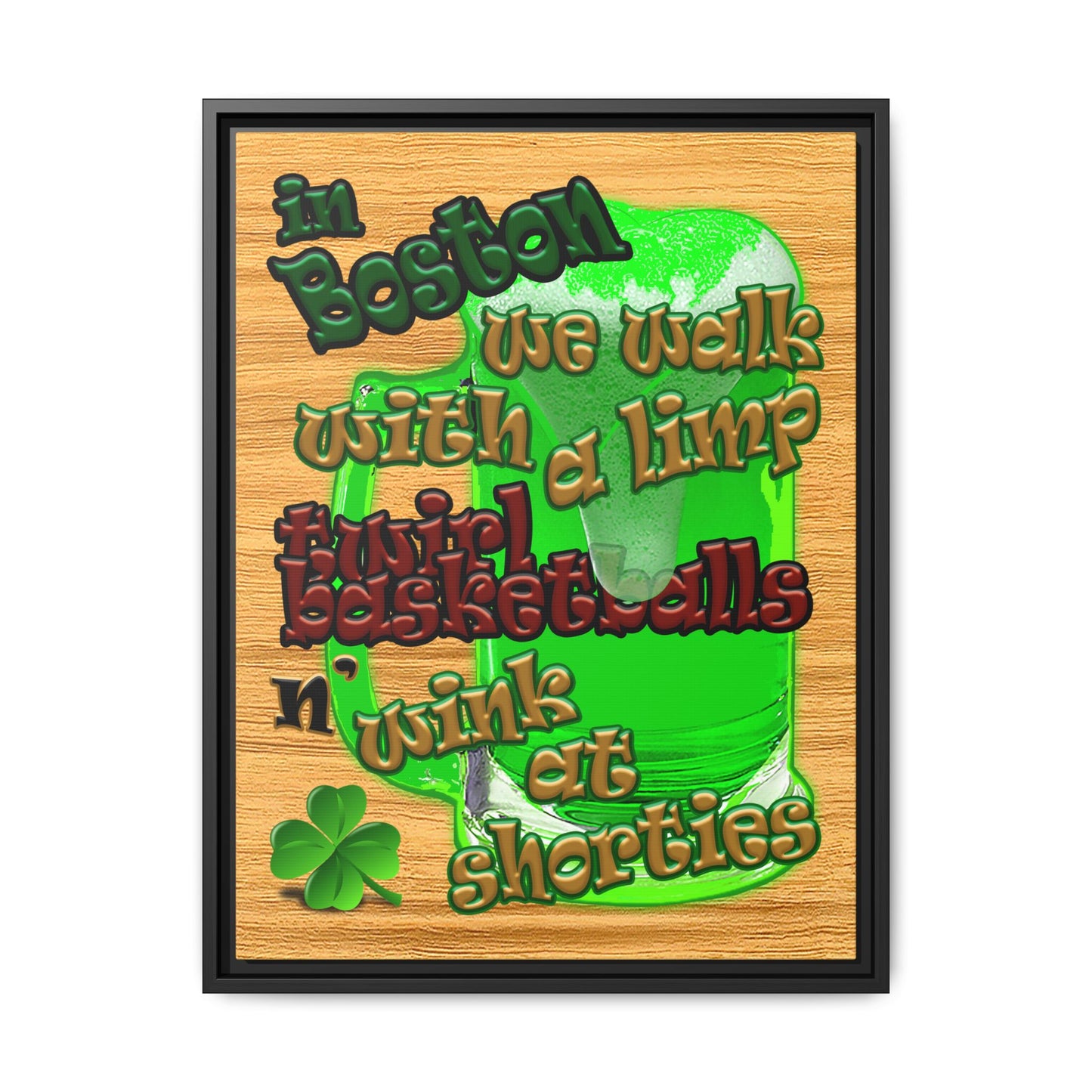 celtics logo - framed canvas art (butterscotch wood finish)