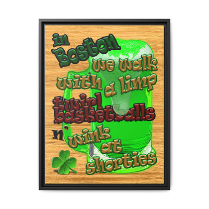 celtics logo - framed canvas art (butterscotch wood finish)