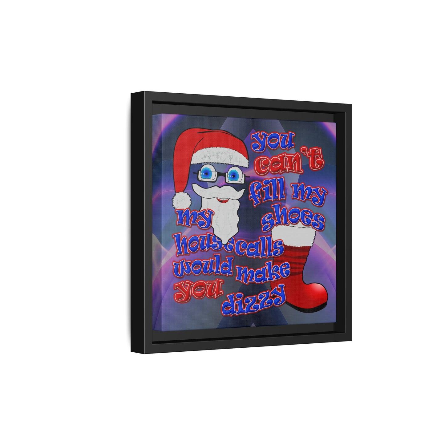 santa's shoes - framed canvas art (grey-pink wave)