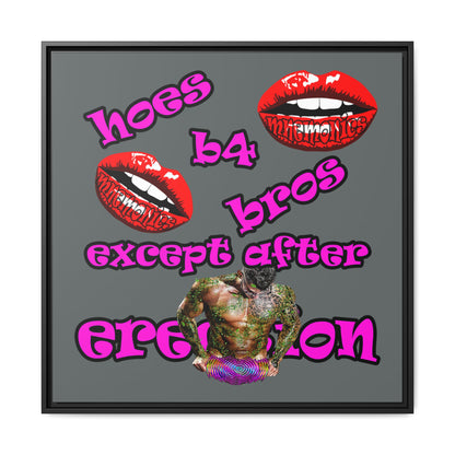 hoes b4 bros - framed canvas art (dark grey)