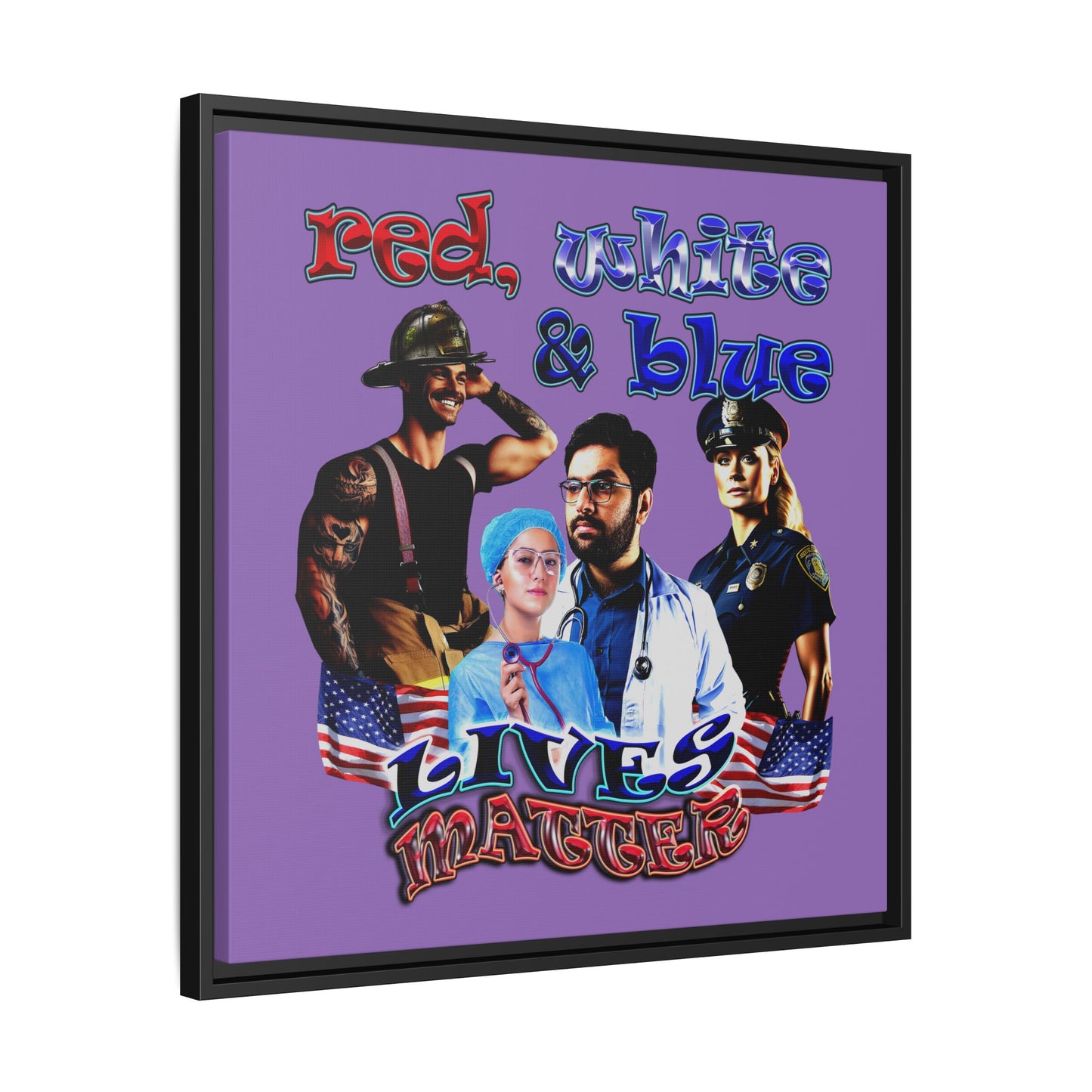 rw&b lives matter - framed canvas art (light purple)