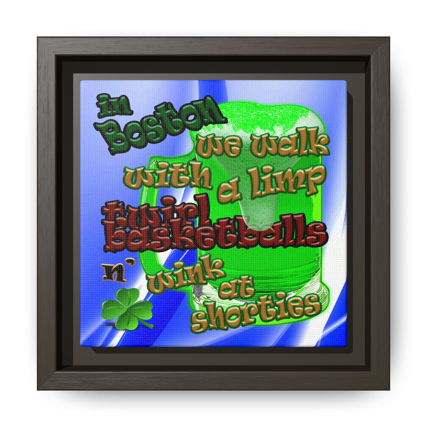 celtics logo - framed canvas art (blue-white wave)
