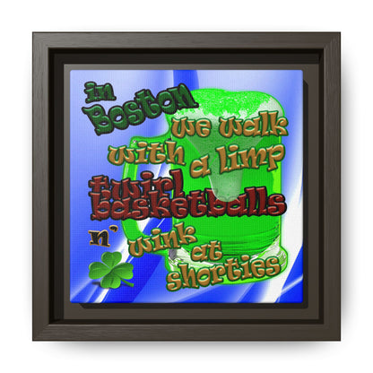 celtics logo - framed canvas art (blue-white wave)