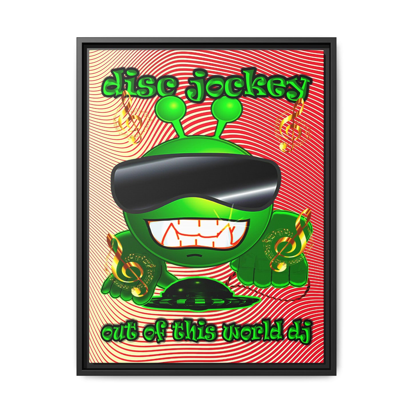 disc jockey - framed canvas art (yellow-orange wave)