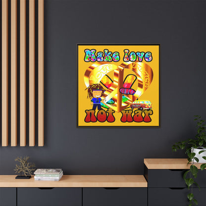 love peace - framed canvas art (yellow)