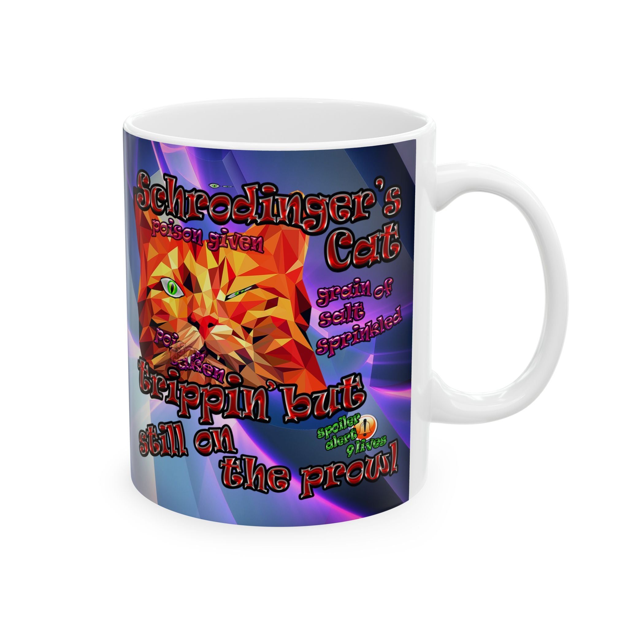 schrodinger's cat - White Mug (grey-pink wave)