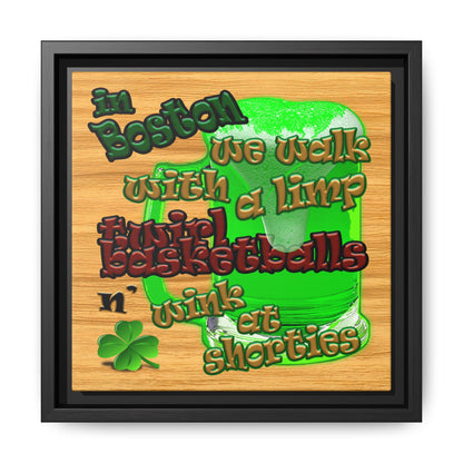 celtics logo - framed canvas art (butterscotch wood finish)