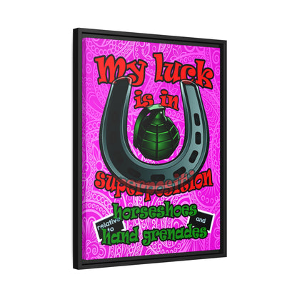 my luck - framed canvas art (pink swirl)