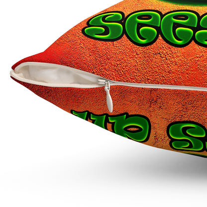 green monster - Spun Polyester Square Pillow - (burnt orange)