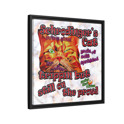 schrodinger's cat - framed canvas art (white marble)