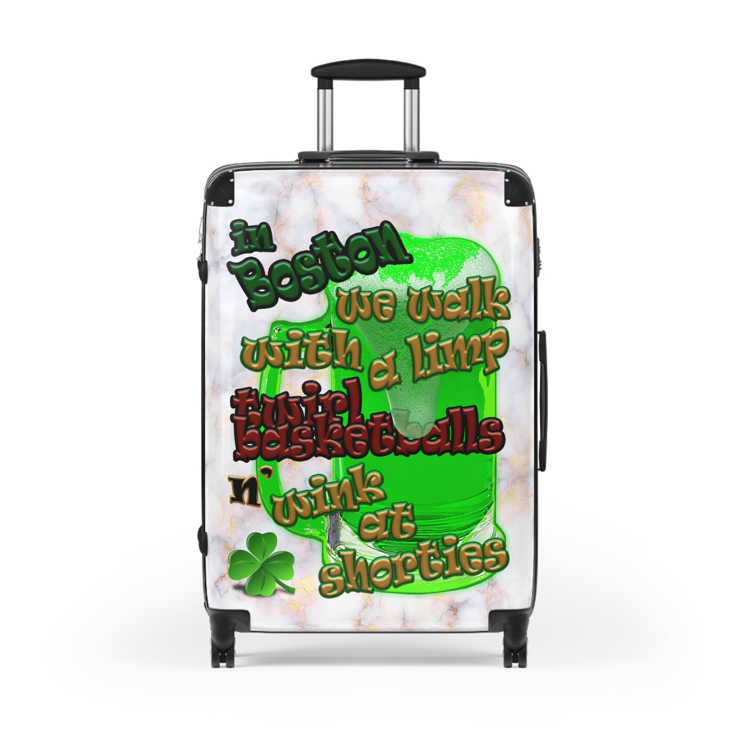 celtics logo - Suitcase (white marble)