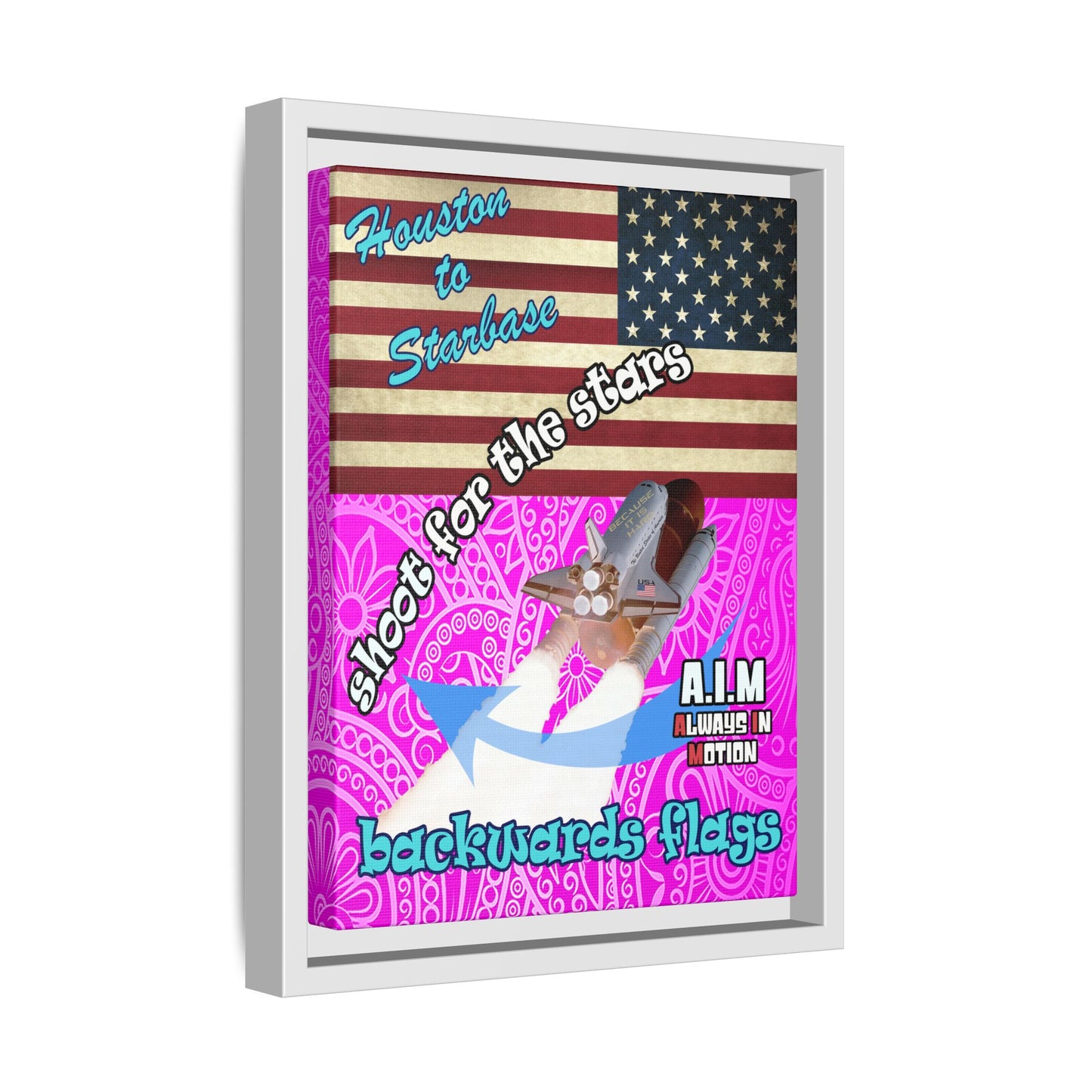 shoot for the stars - framed canvas art (pink swirl)