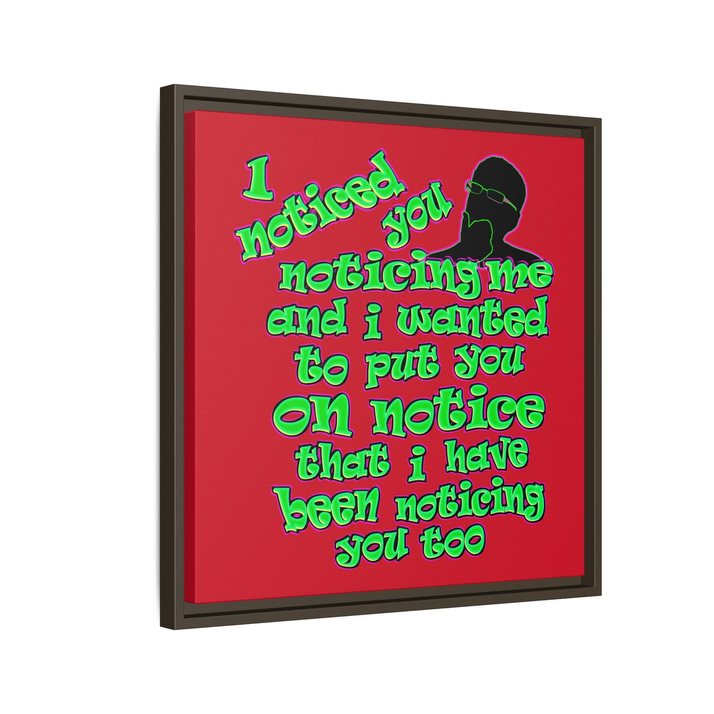 noticed you noticing - framed canvas art (dark red)