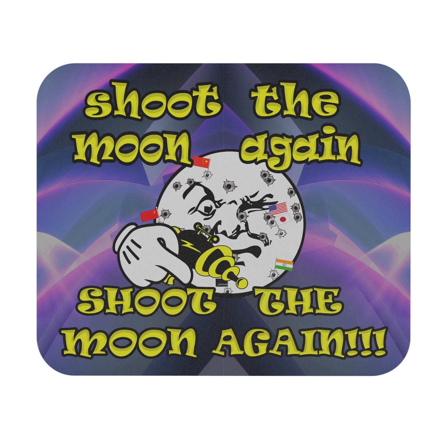 shoot the moon again - Mouse Pad (Rectangle) (grey-pink wave)