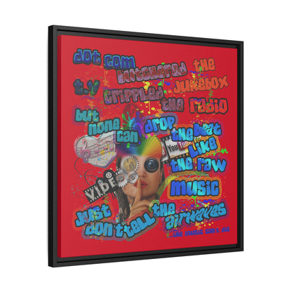 drop the beat - framed canvas art (dark red)