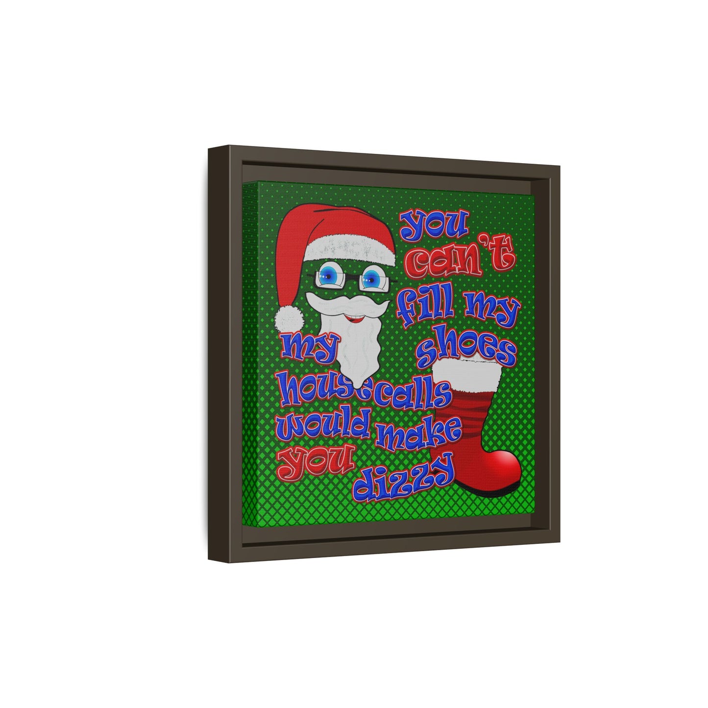 santa's shoes - framed canvas art (logo green)