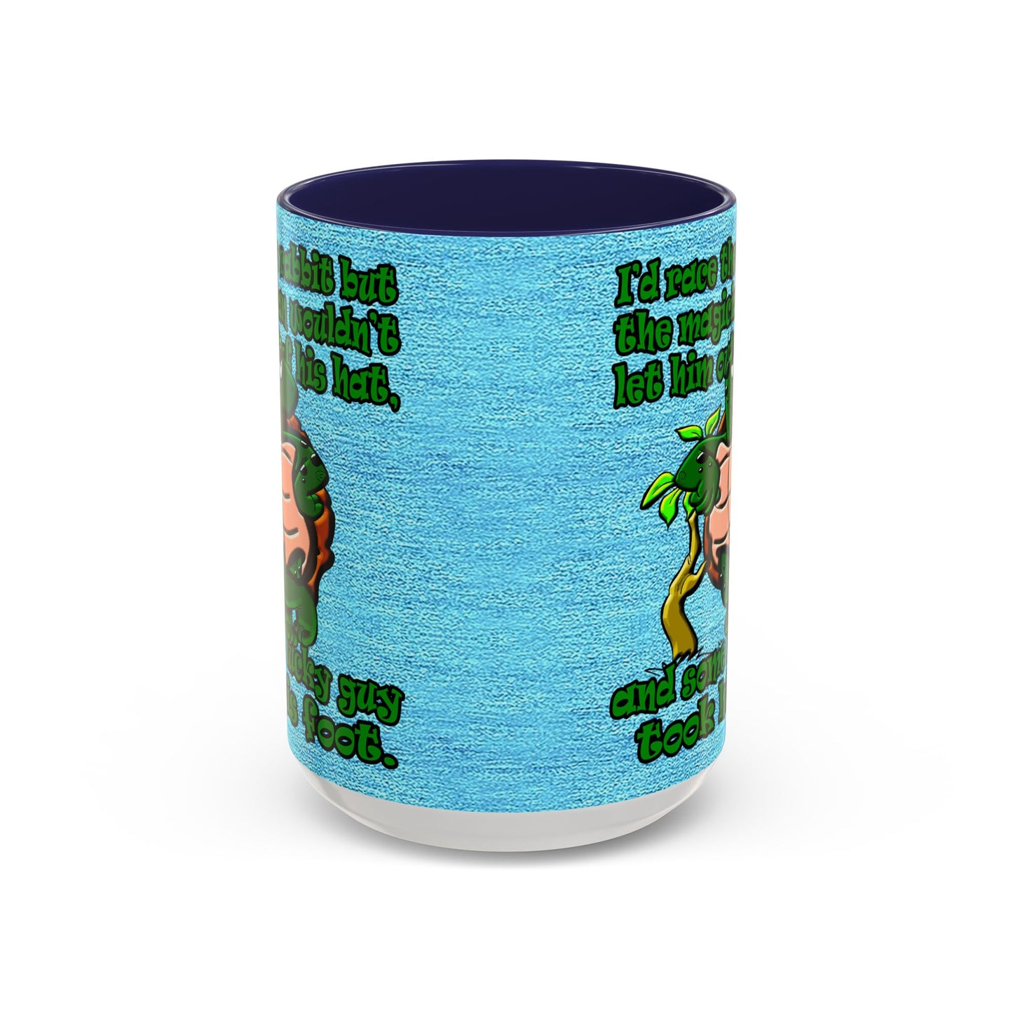turtle race - Accent Mug (faded dark blue)