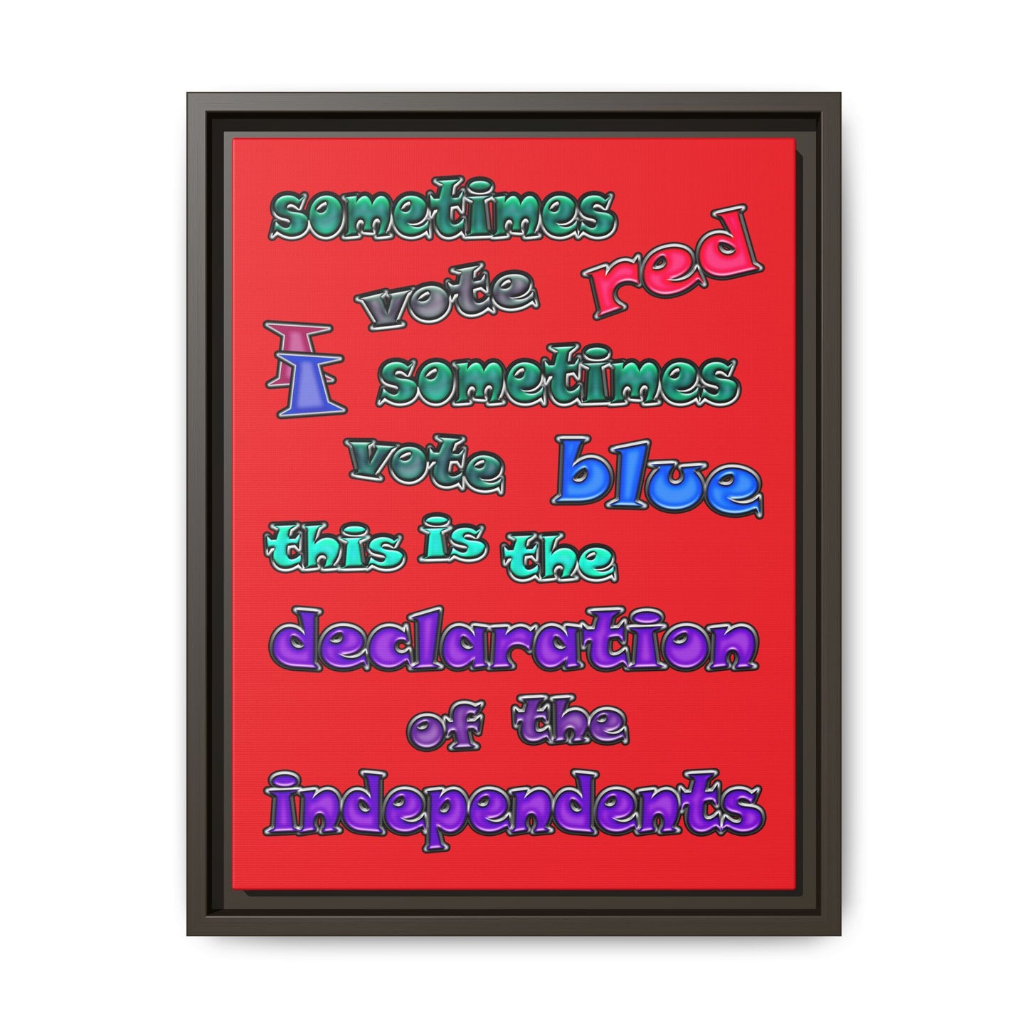declaration of the independents - framed canvas art (red)