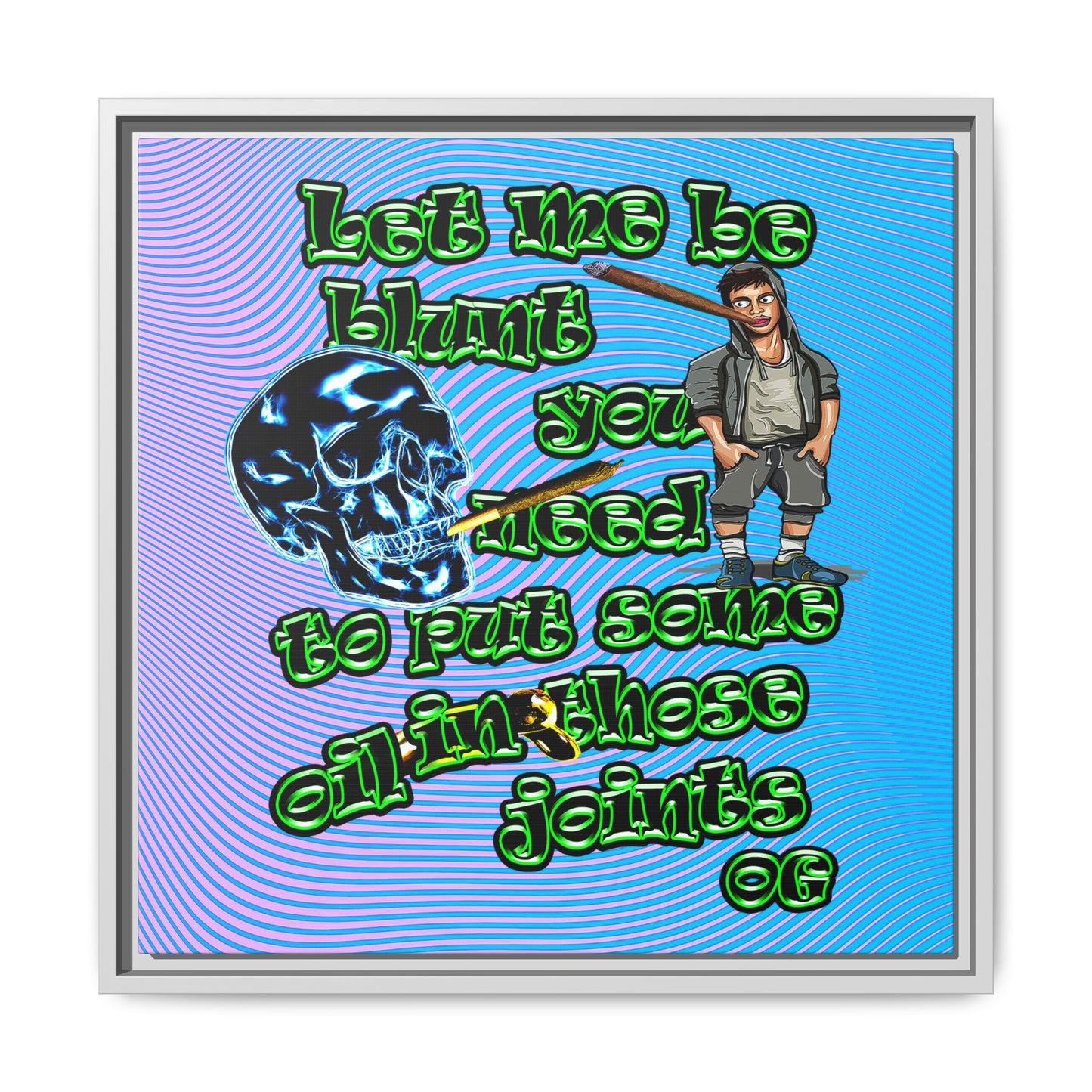 og - framed canvas art (light blue-purple wave)