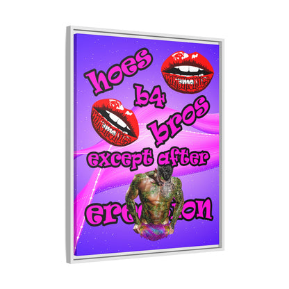 hoes b4 bros - framed canvas art (purple-pink wave)