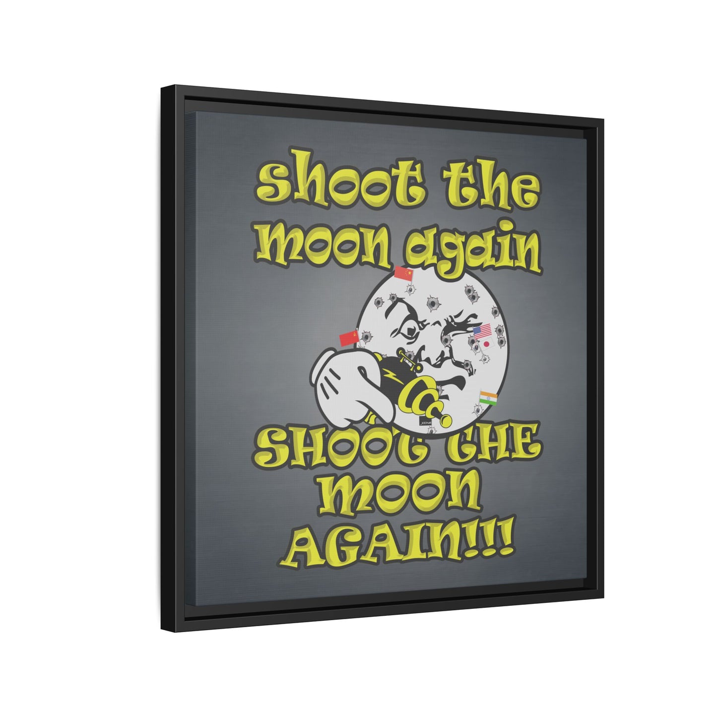 shoot the moon again - framed canvas art (grey-light grey)