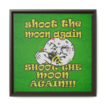 shoot the moon again - framed canvas art (green turf)