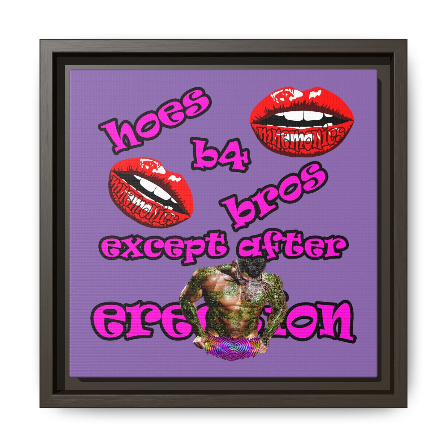 hoes b4 bros - framed canvas art (light purple)