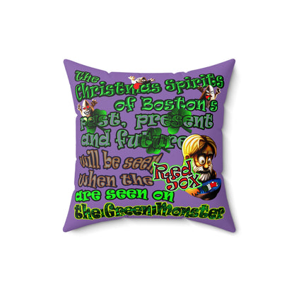 christmas spirits of boston - Spun Polyester Square Pillow - (light purple)