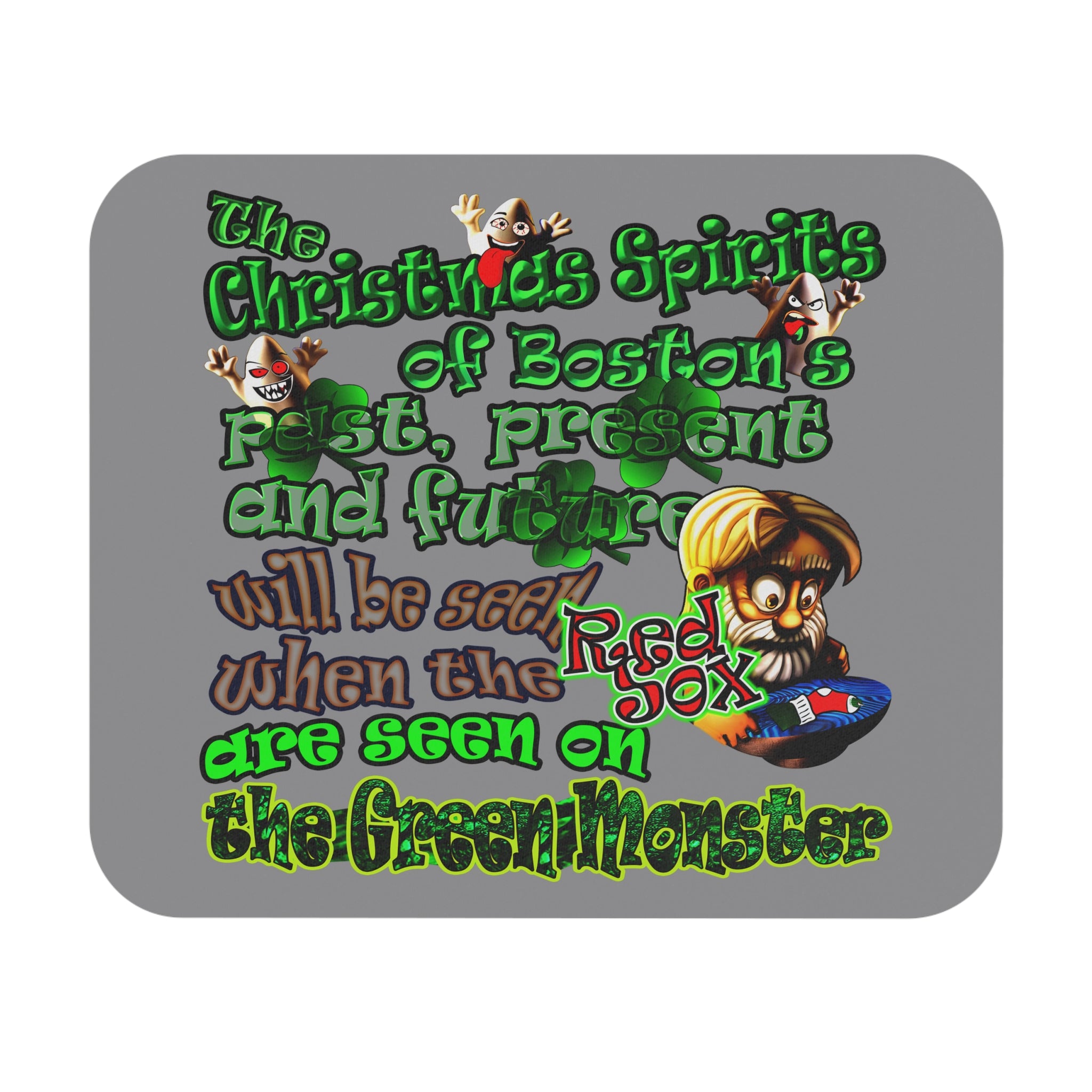 christmas spirits of boston - Mouse Pad (Rectangle) (grey)