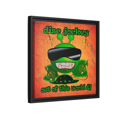 disc jockey - framed canvas art (burnt orange)