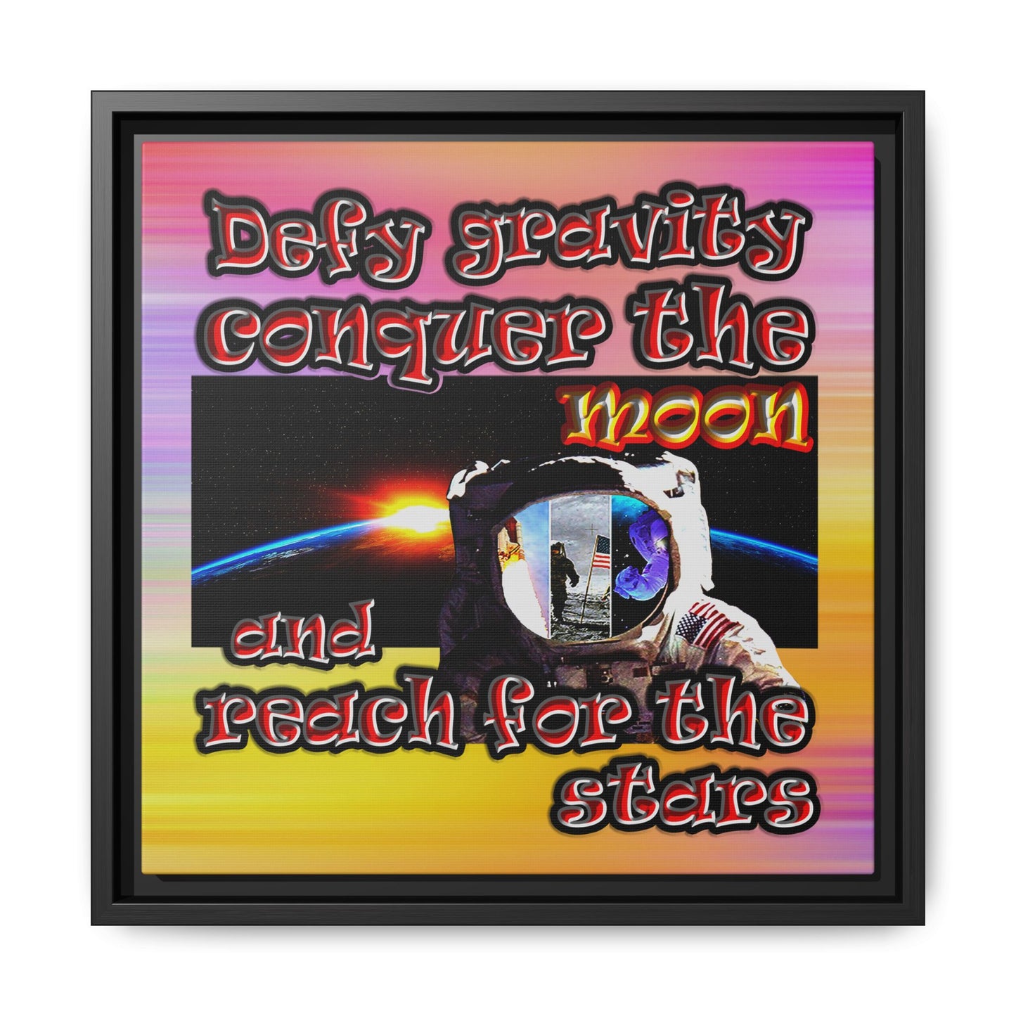 defy conquer reach - framed canvas art (color blur)