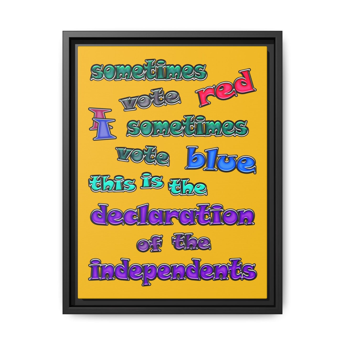 declaration of the independents - framed canvas art (yellow)